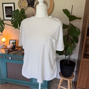 Free People - We The Free - Women’s Ivory Ripped Short Sleeved Tee - XS